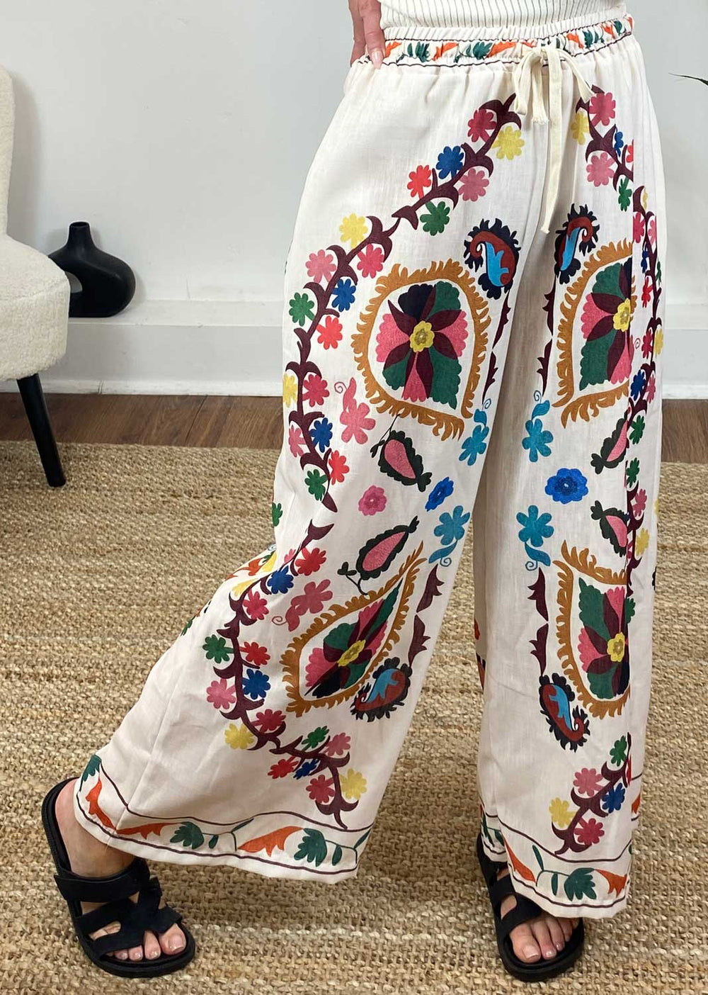 Adelina Printed Wide Leg trousers 