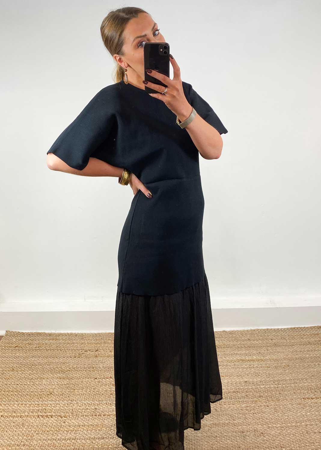 Anais Chiffon Layer Dress Black
