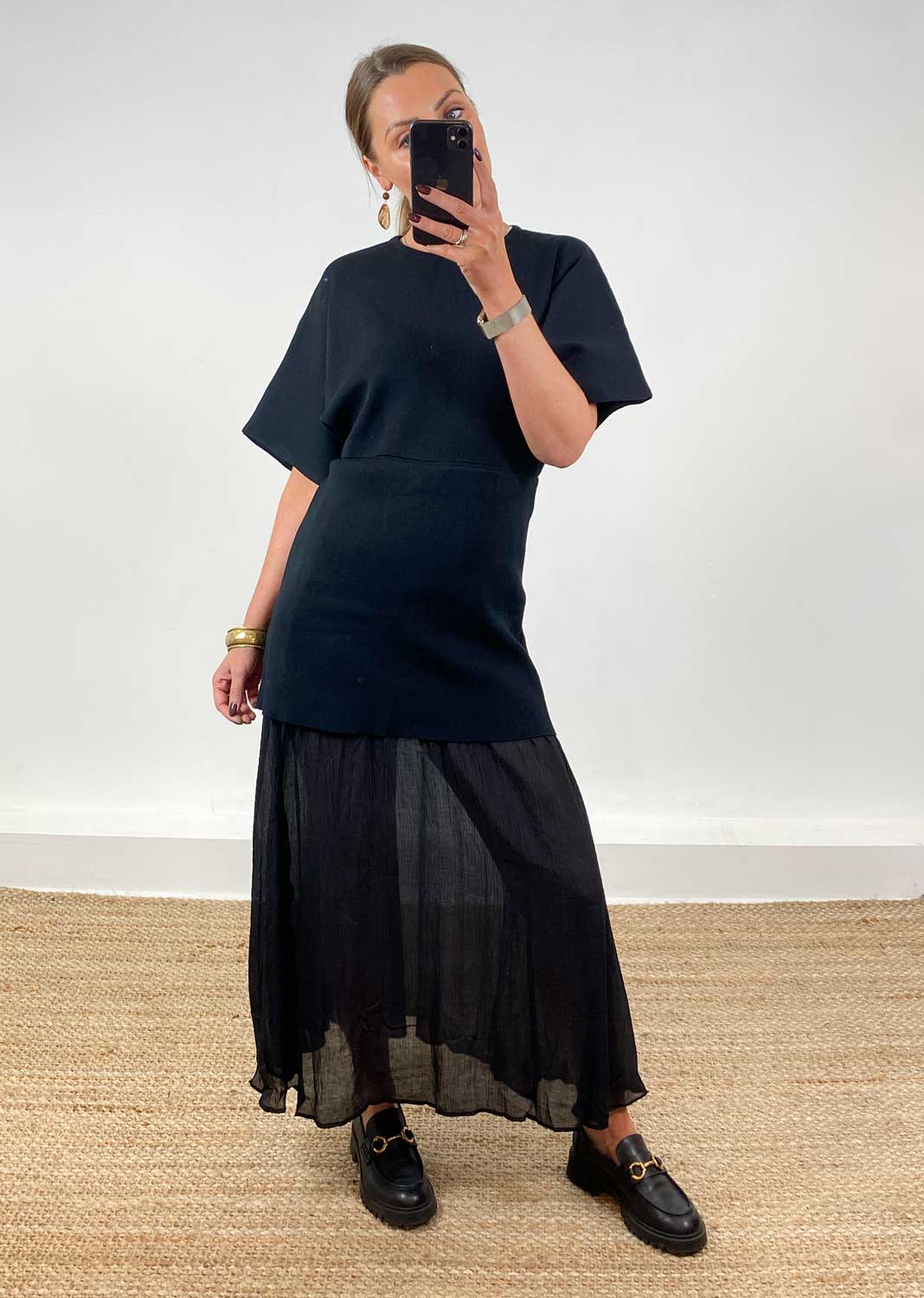 Anais Chiffon Layer Dress Black