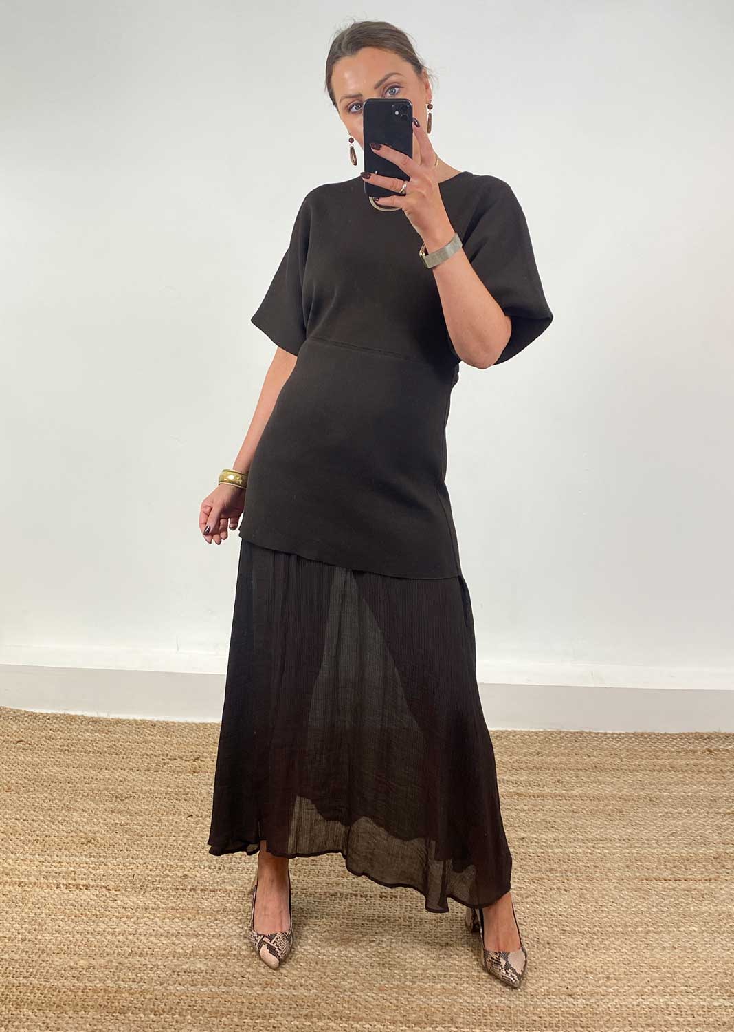 Anais Chiffon Layer Dress Brown