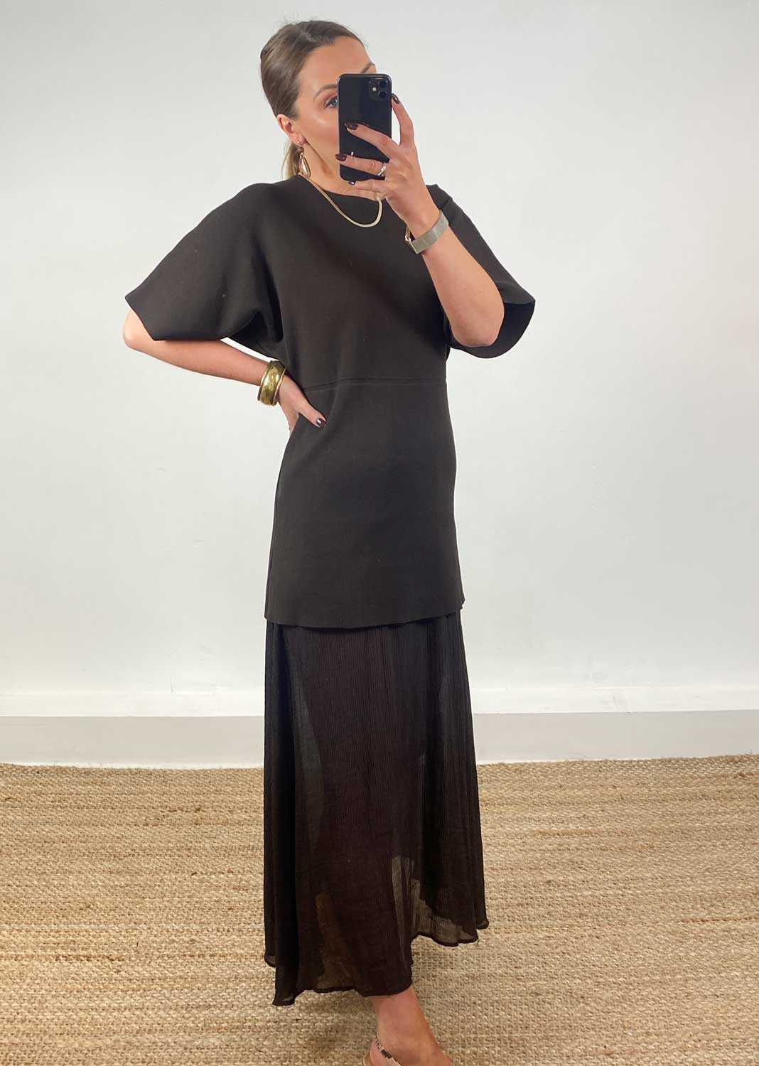 Anais Chiffon Layer Dress Brown