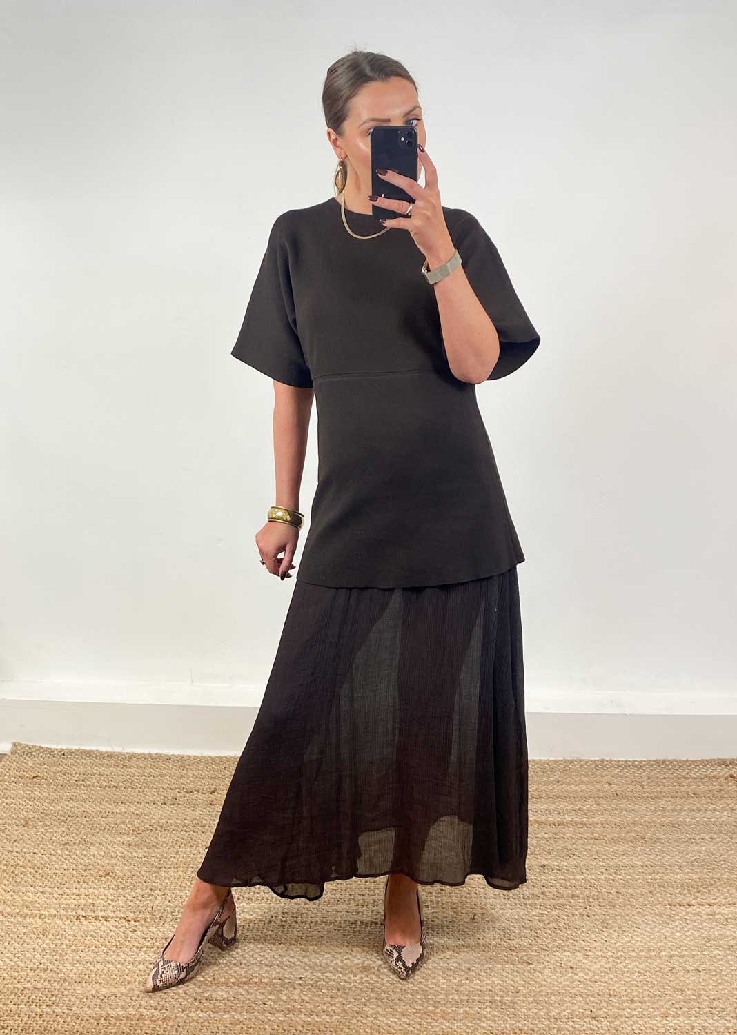 Anais Chiffon Layer Dress Brown