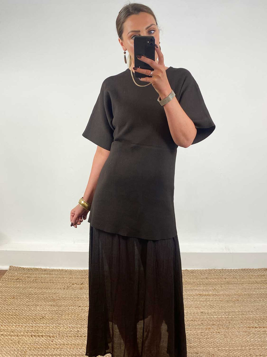 Anais Chiffon Layer Dress Brown