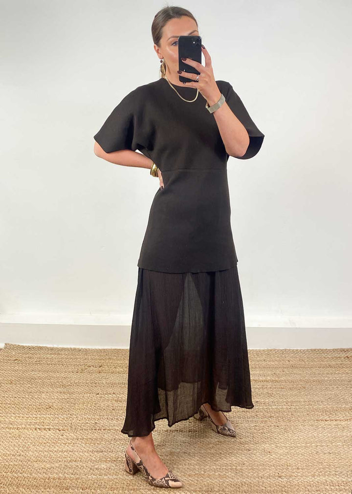 Anais Chiffon Layer Dress Brown