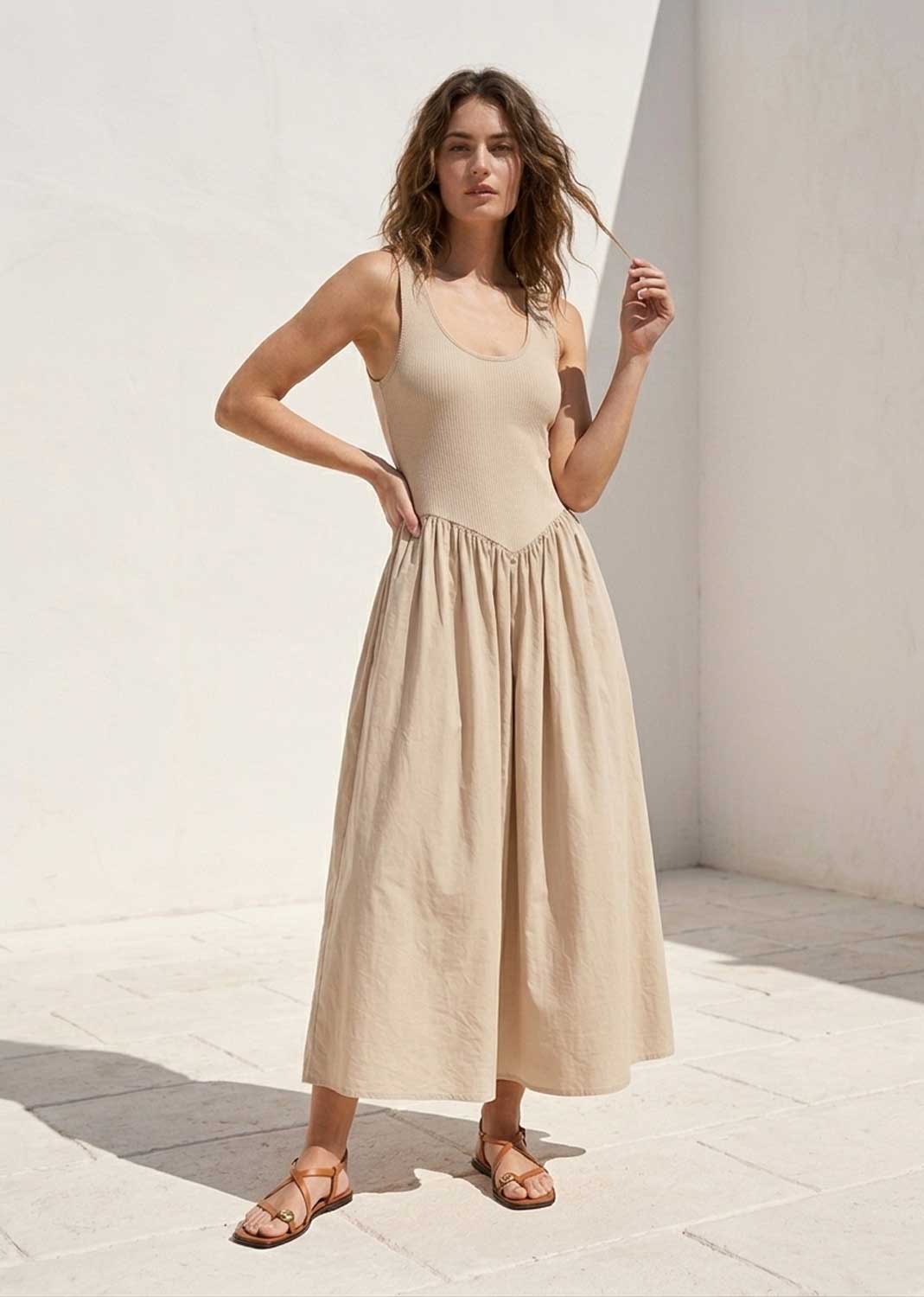 Women's Cream Drop Waist Maxi Dress – Bond Boutique