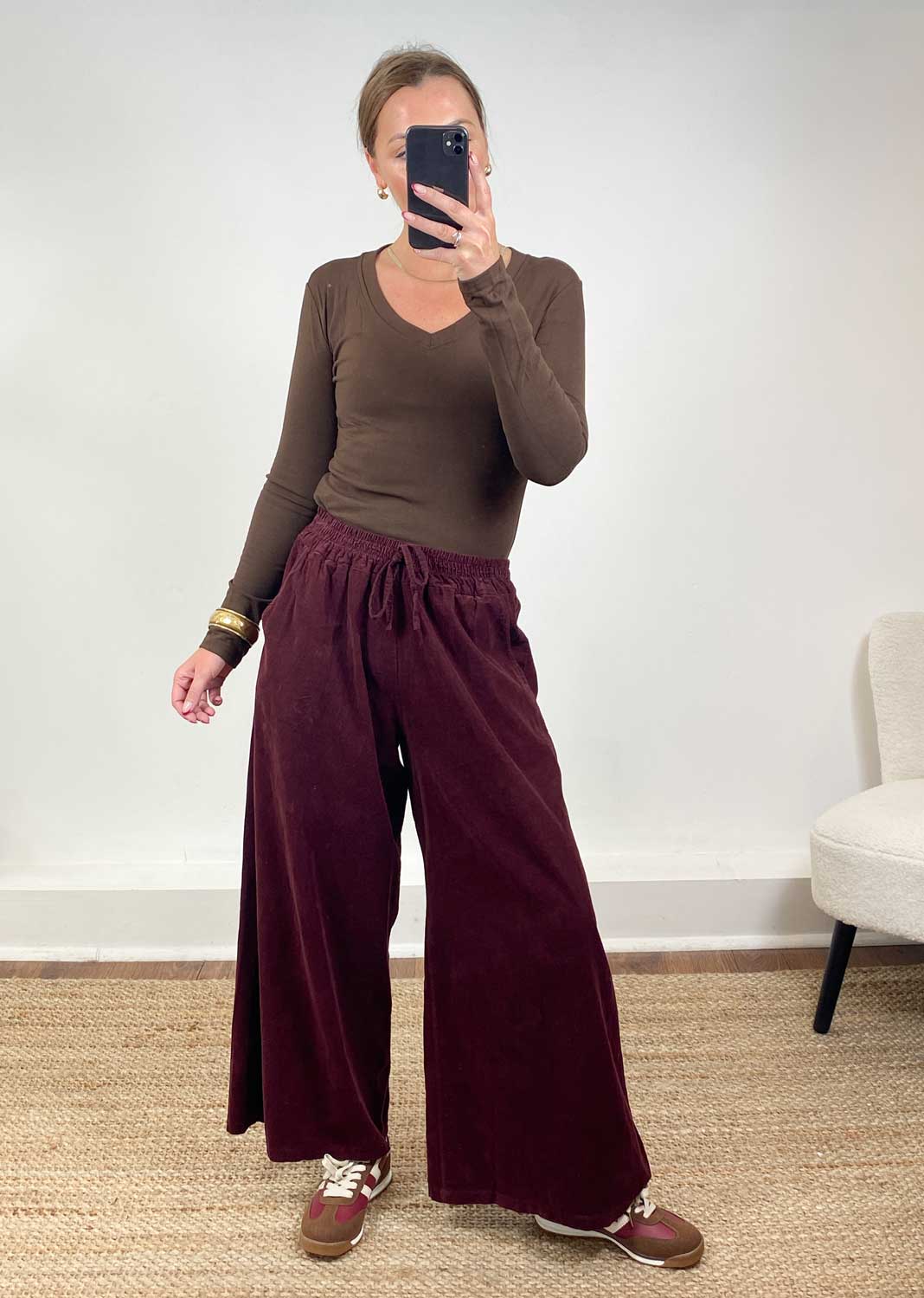 Cara V Neck Top Brown