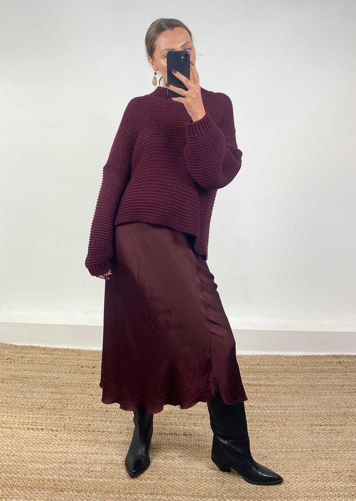 Christy Knit Jumper Burgundy