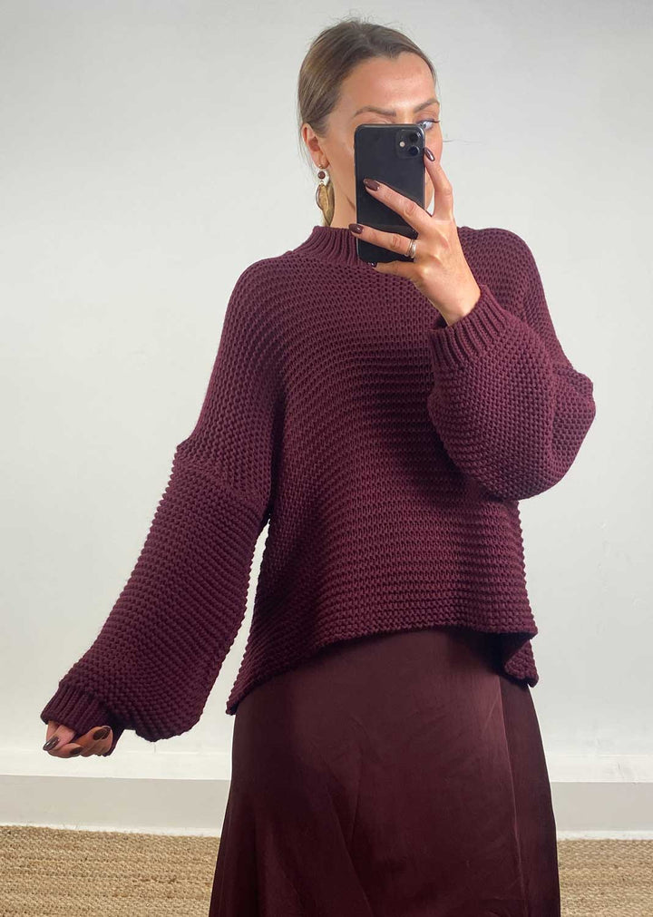 Christy Knit Jumper Burgundy