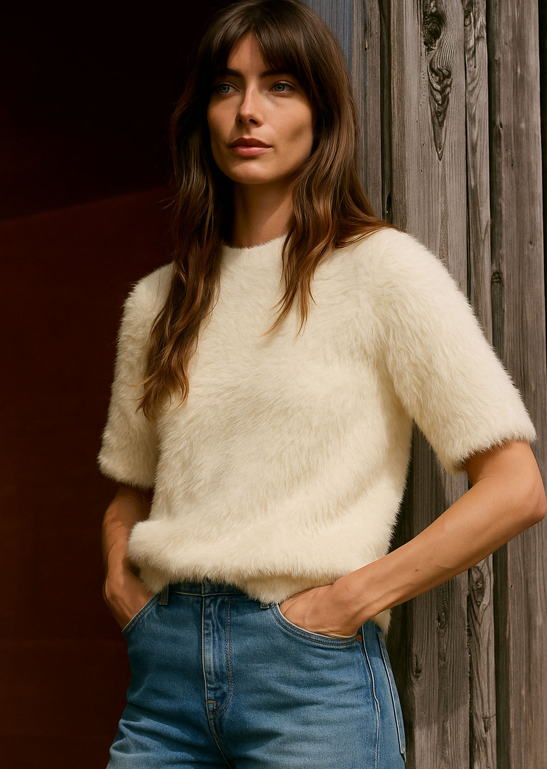 Cream plush top