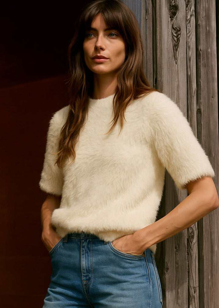 Cream plush top