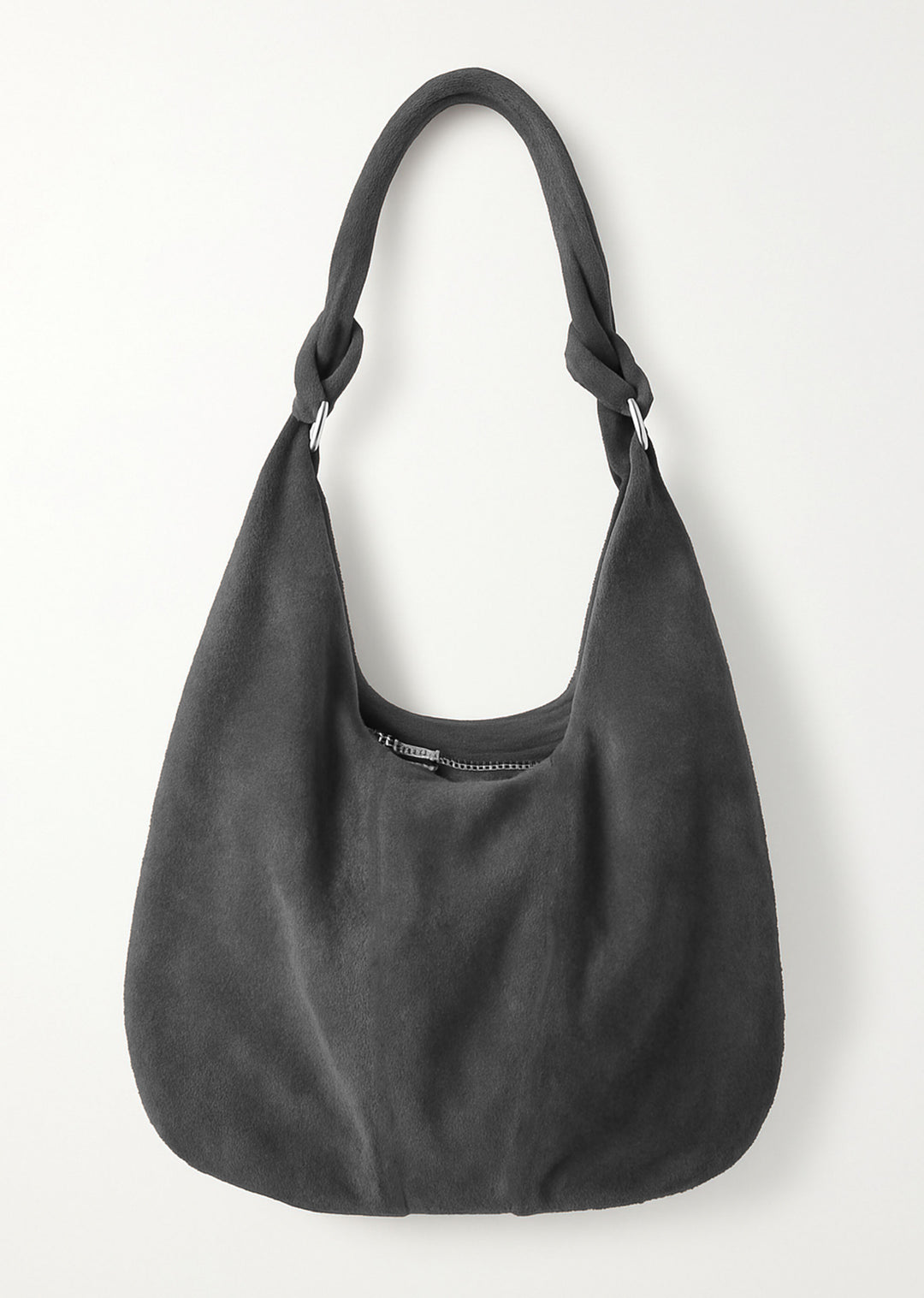 Grey Suede Slouchy Tote Bag