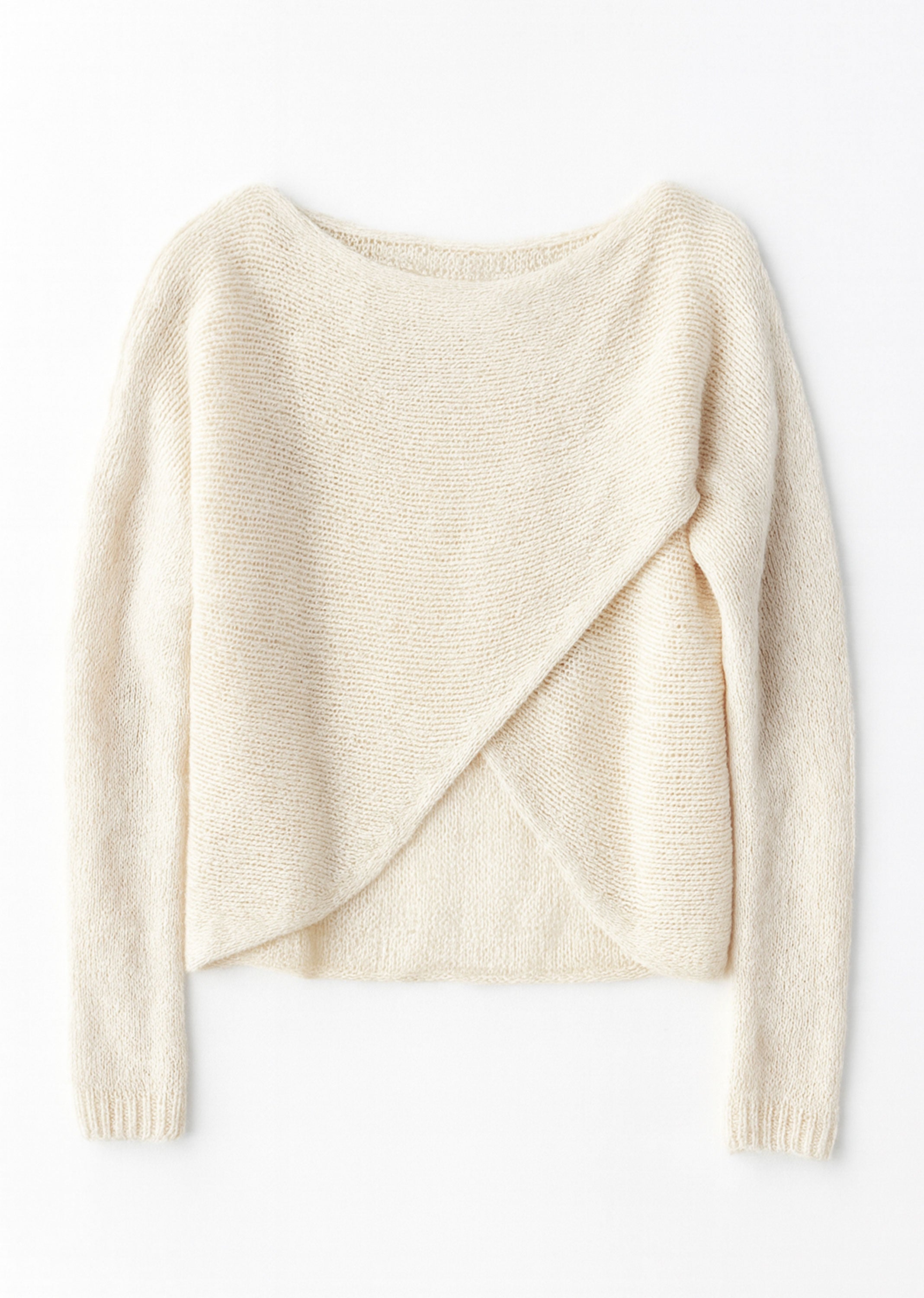 CREAM DETACHABLE BROOCH FINE-KNIT JUMPER