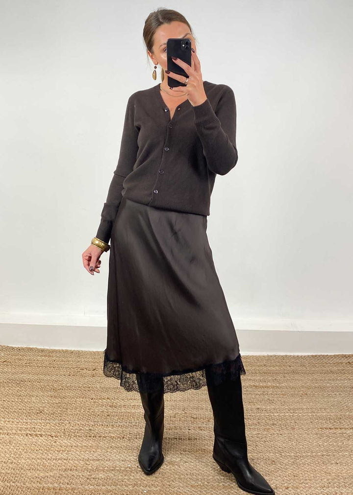 Joni Soft Knit Cardigan Brown