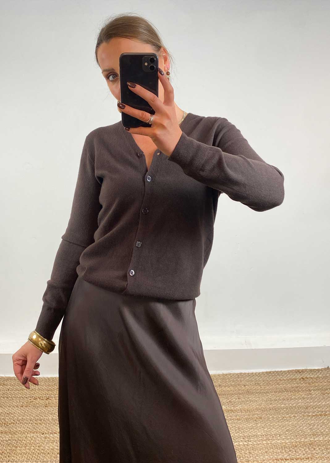 Joni Soft Knit Cardigan Brown