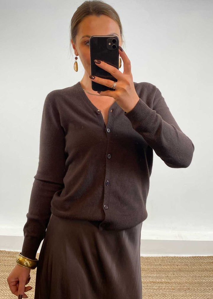 Joni Soft Knit Cardigan Brown