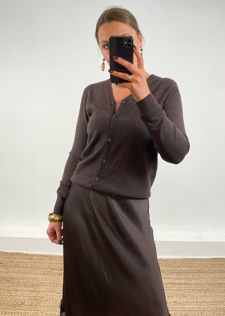 Joni Soft Knit Cardigan Brown