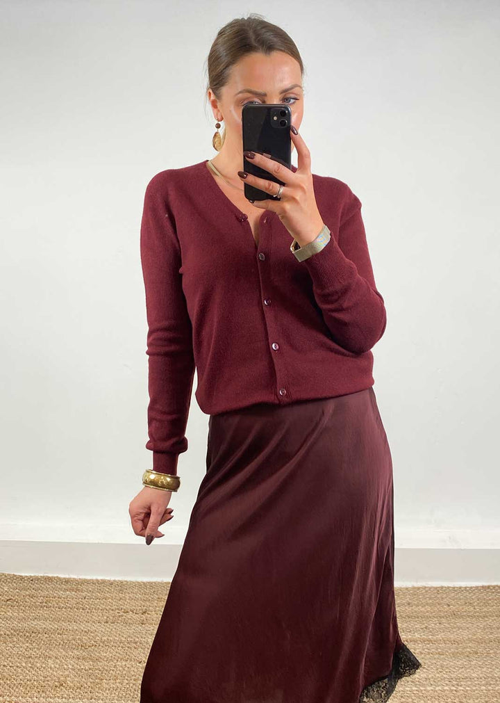 Joni Soft Knit Cardigan Burgundy