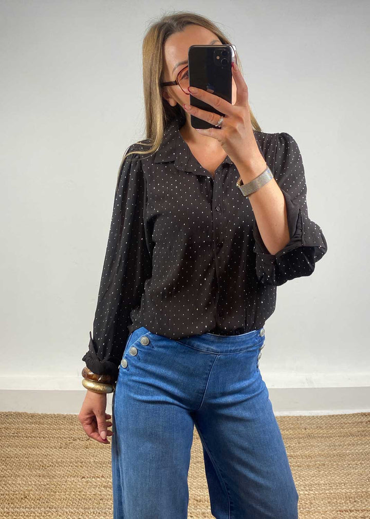 Lara Studded Blouse Brown