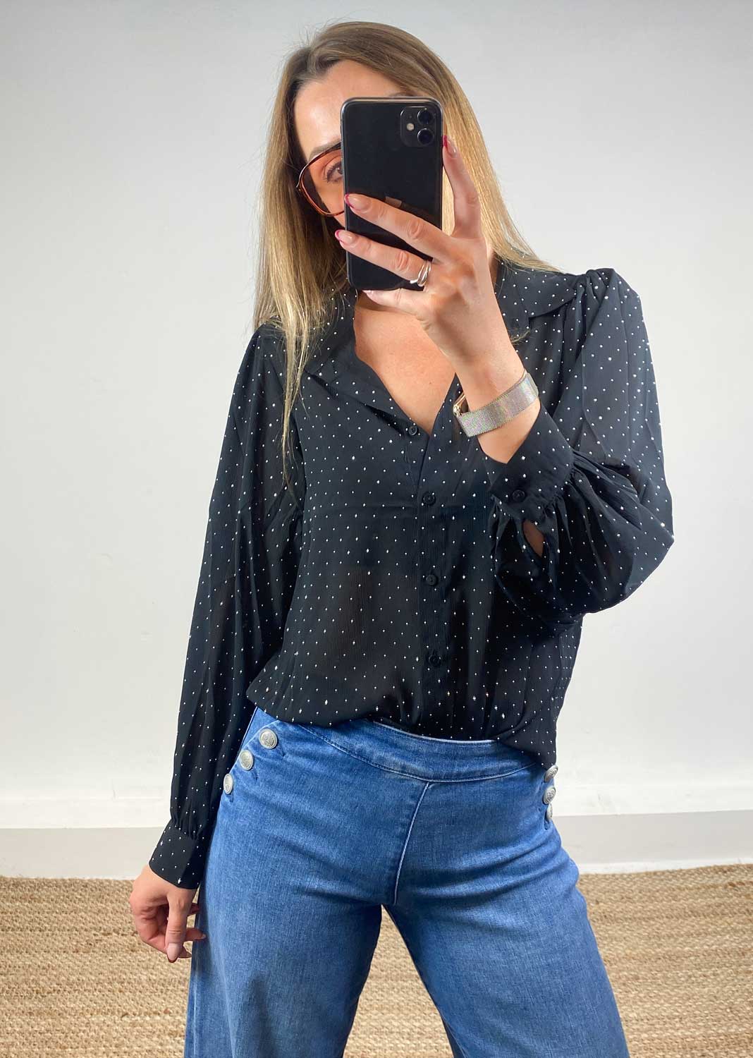 Studded Blouse Black