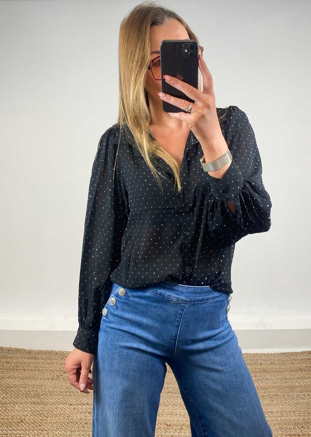 Studded Blouse Black