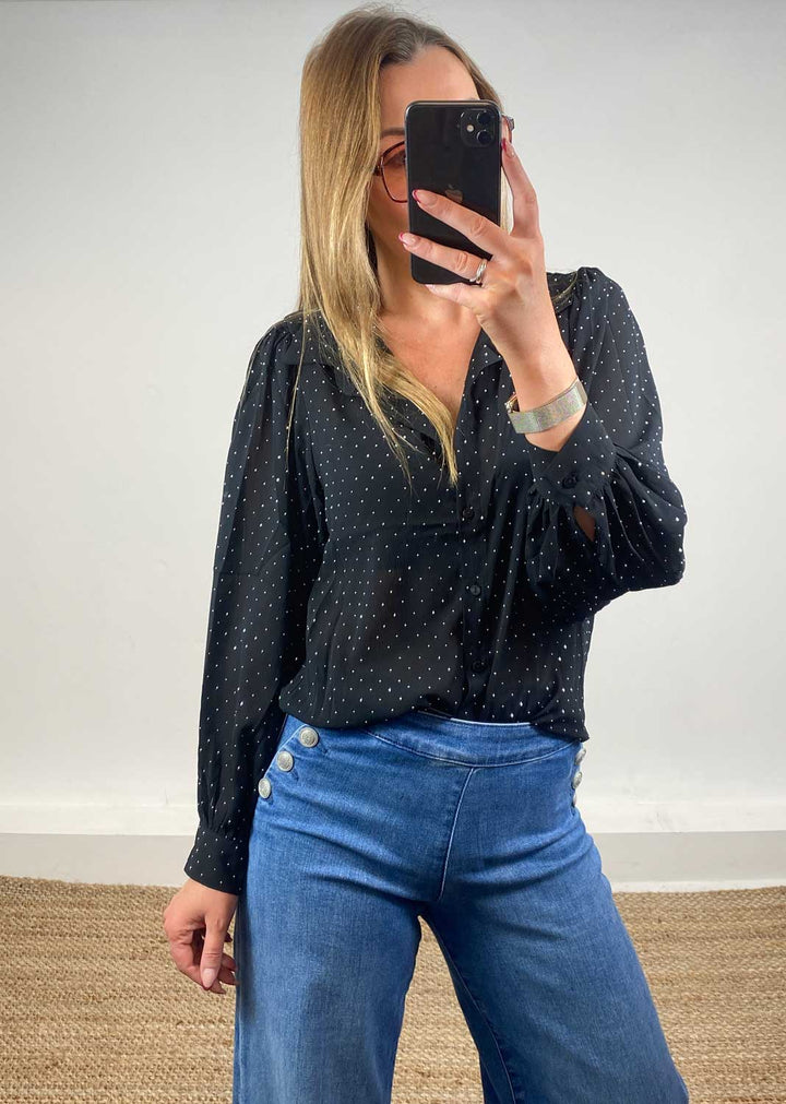 Studded Blouse Black