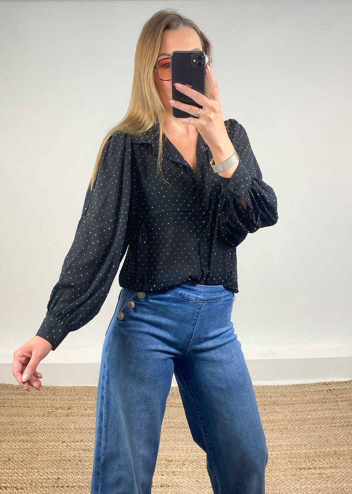 Studded Blouse Black