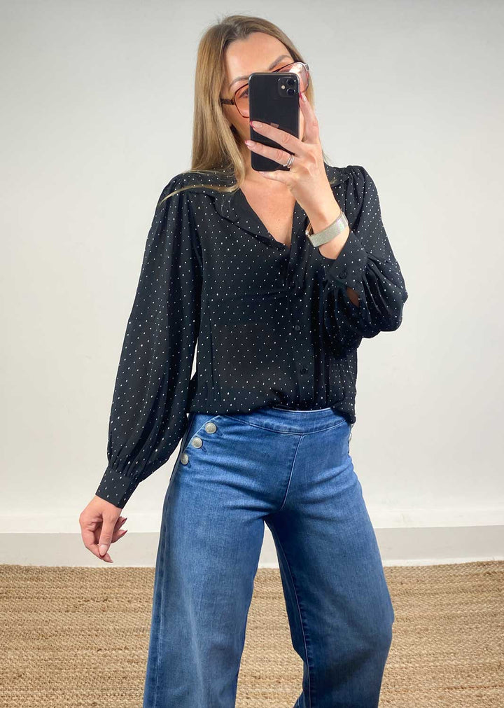 Studded Blouse Black