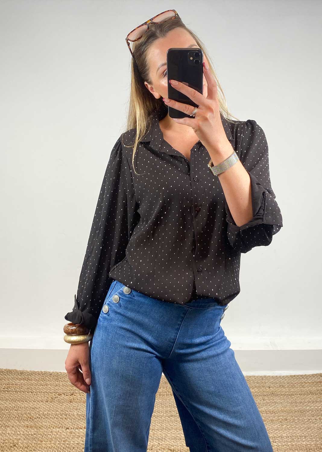 Lara Studded Blouse Brown