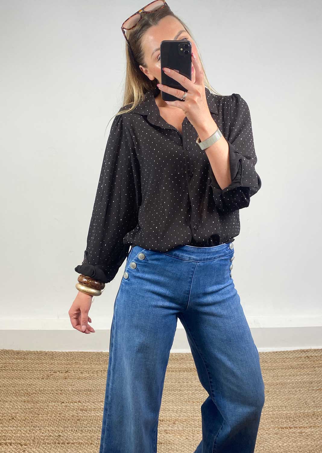 Lara Studded Blouse Brown