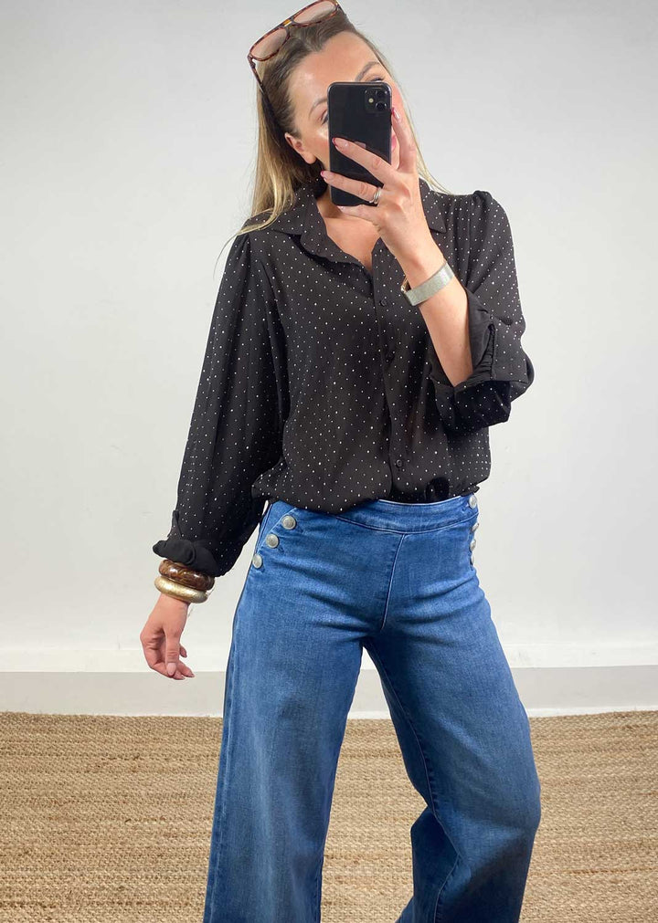 Lara Studded Blouse Brown