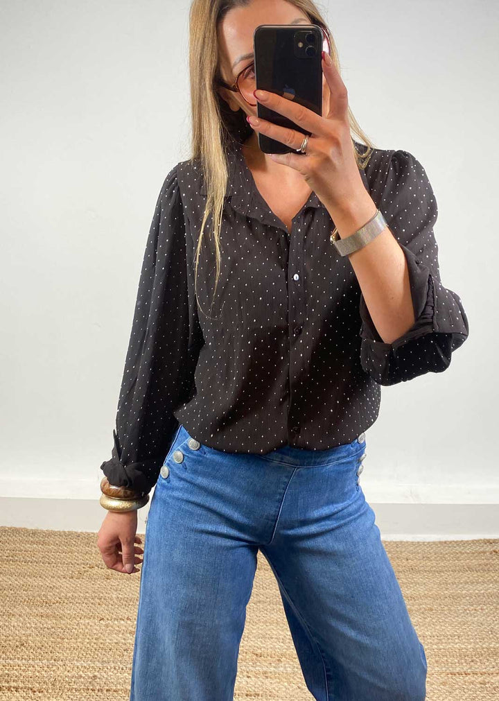 Lara Studded Blouse Brown