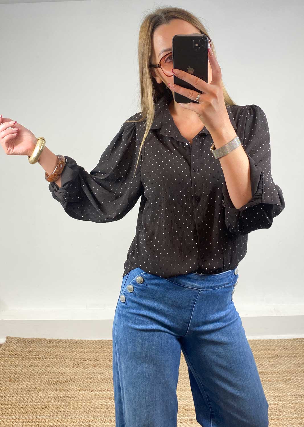 Lara Studded Blouse Brown