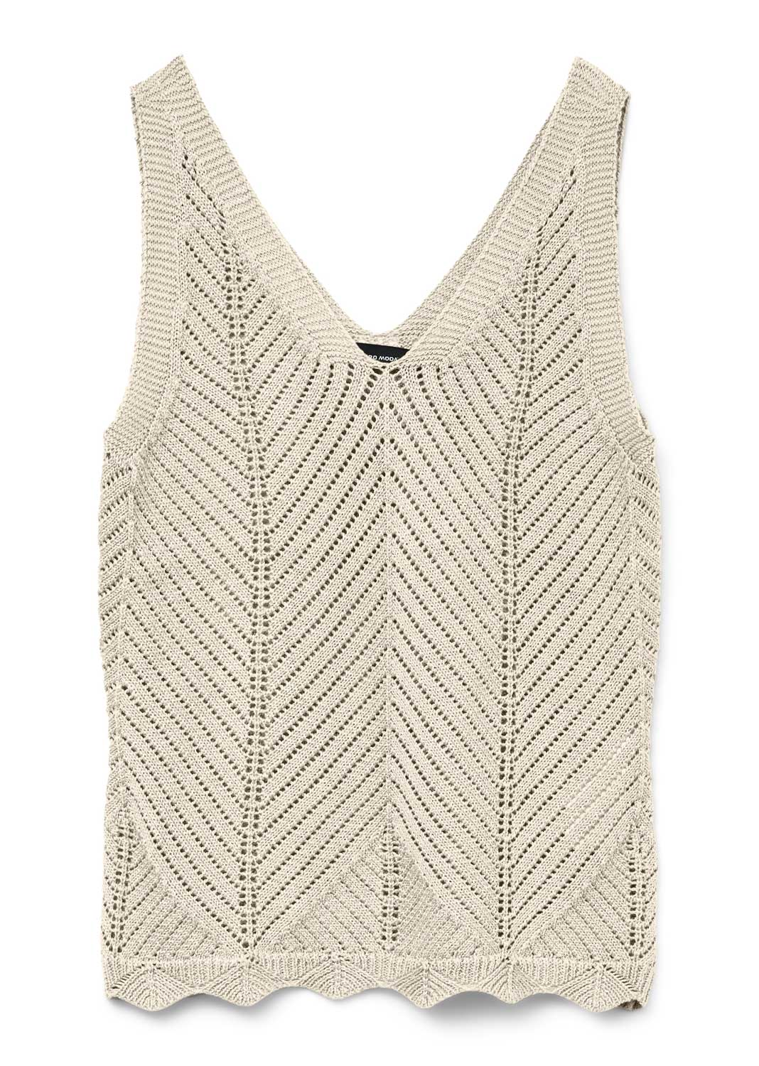 Nada Metallic Knit Vest in Cream