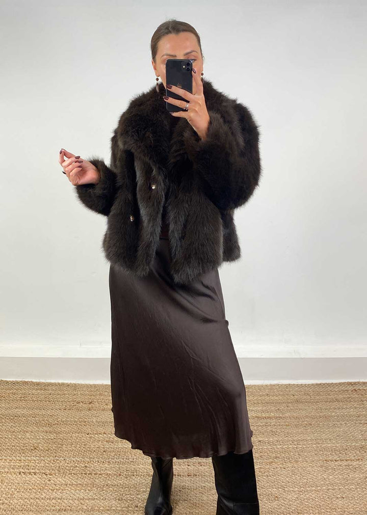 Olivia Fur Jacket Chocolate