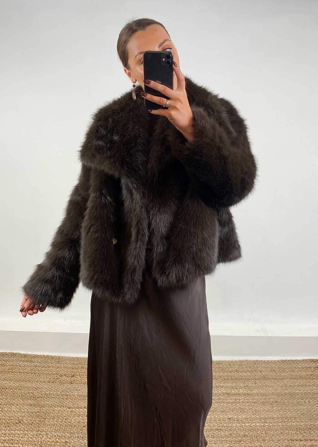 Olivia Fur Jacket Chocolate