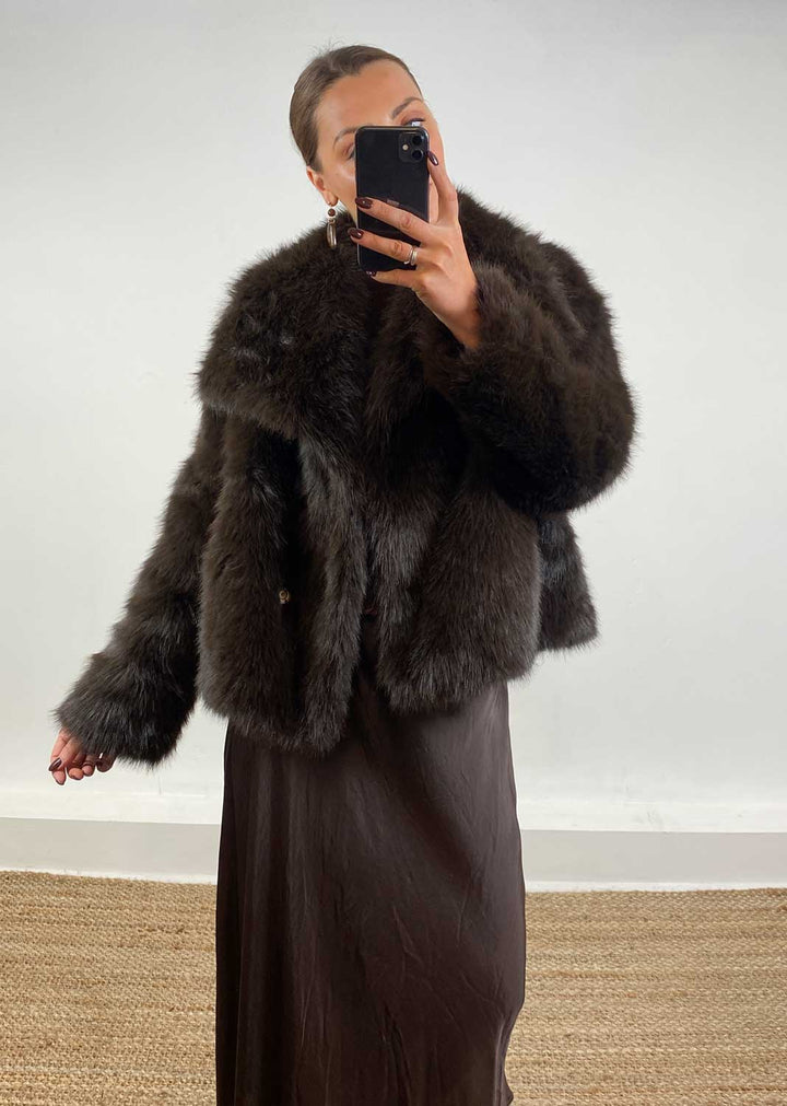 Olivia Fur Jacket Chocolate