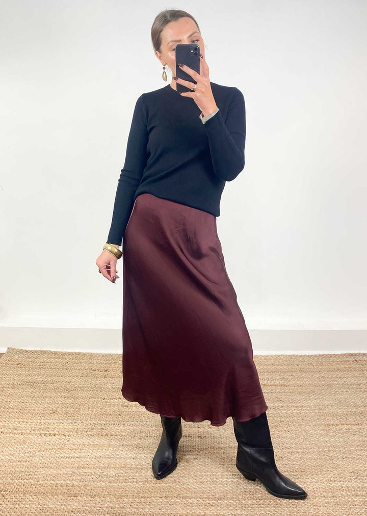 Sansi Silky Skirt Burgundy