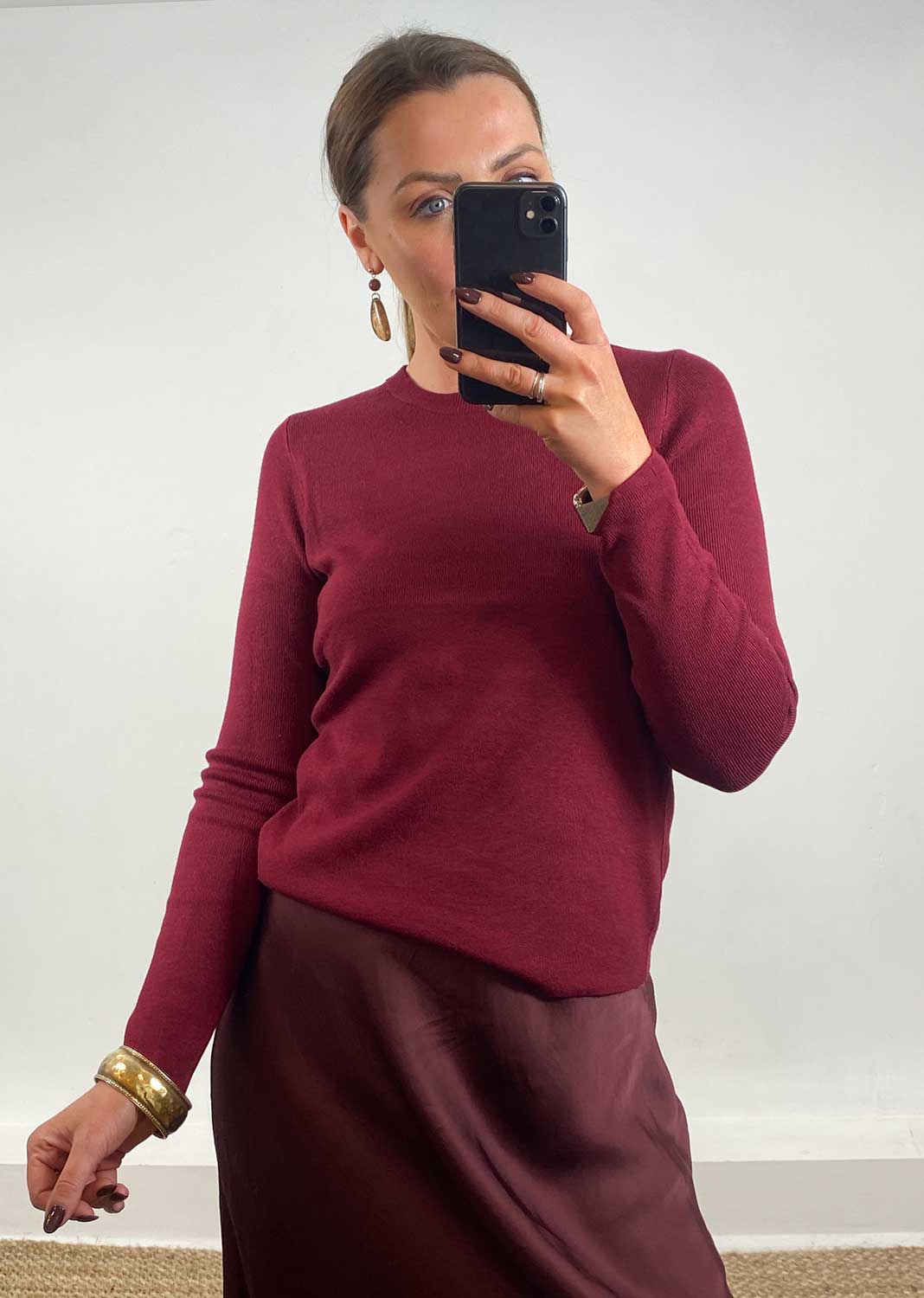 Sarah Basic Knit Top Burgundy