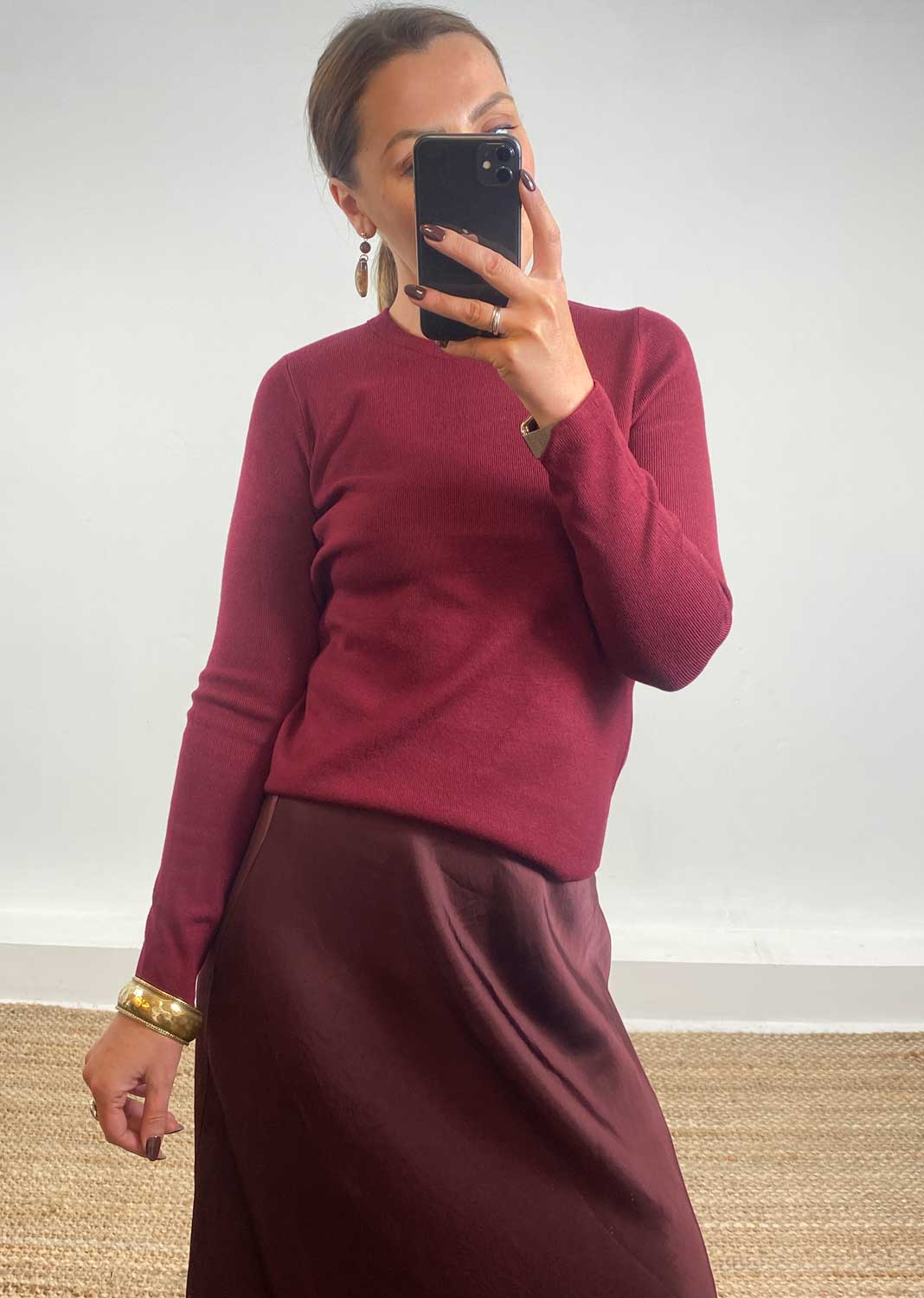 Sarah Basic Knit Top Burgundy