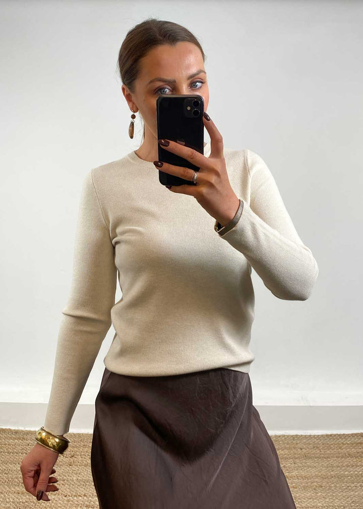 Sarah Basic Knit Top Cream