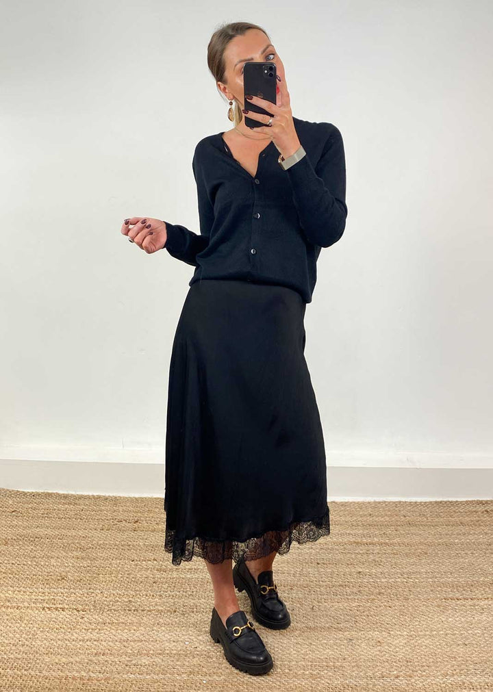 Serena Lace Slip Skirt Black