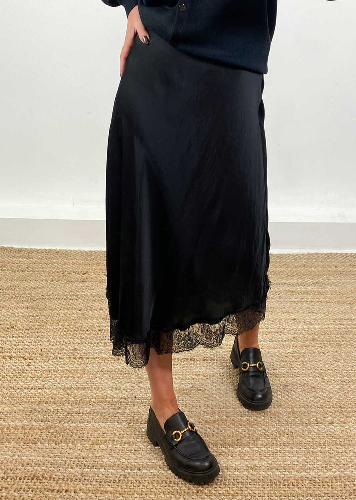 Serena Lace Slip Skirt Black