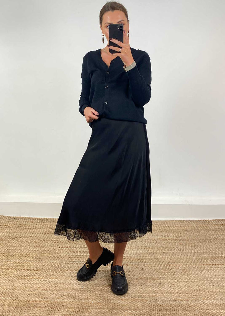 Serena Lace Slip Skirt Black