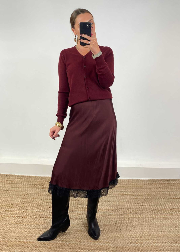 Joni Soft Knit Cardigan Burgundy