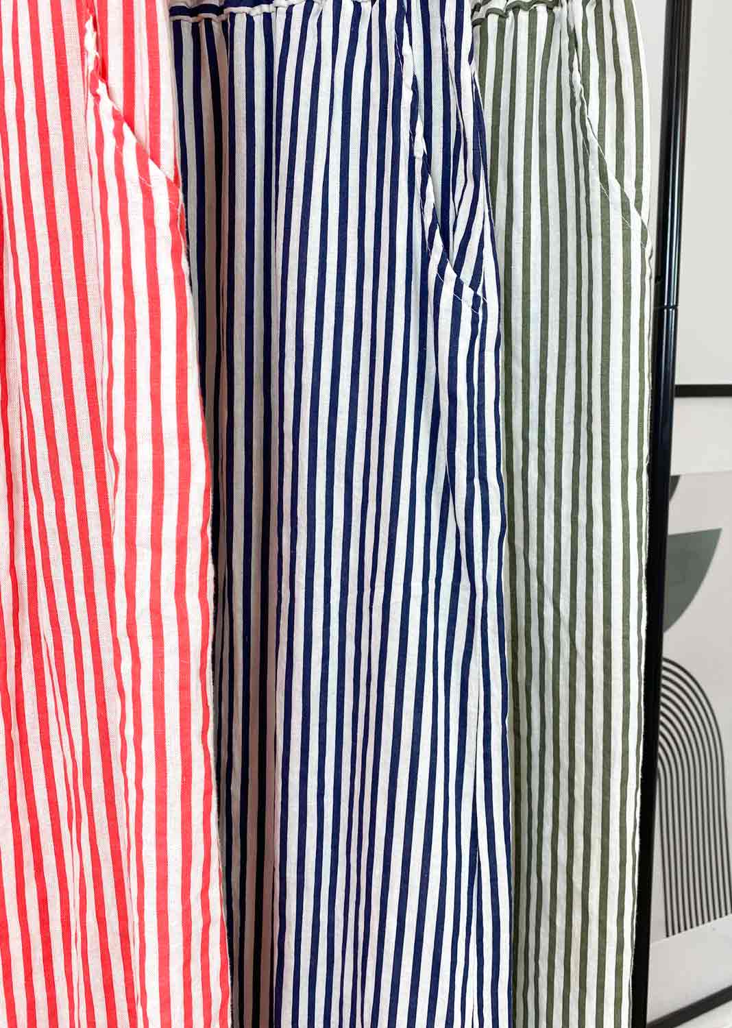 Stripe Linen Pants in Khaki