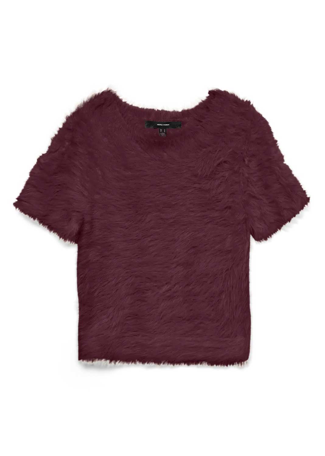 Tilly Faux Fur Top Burgundy