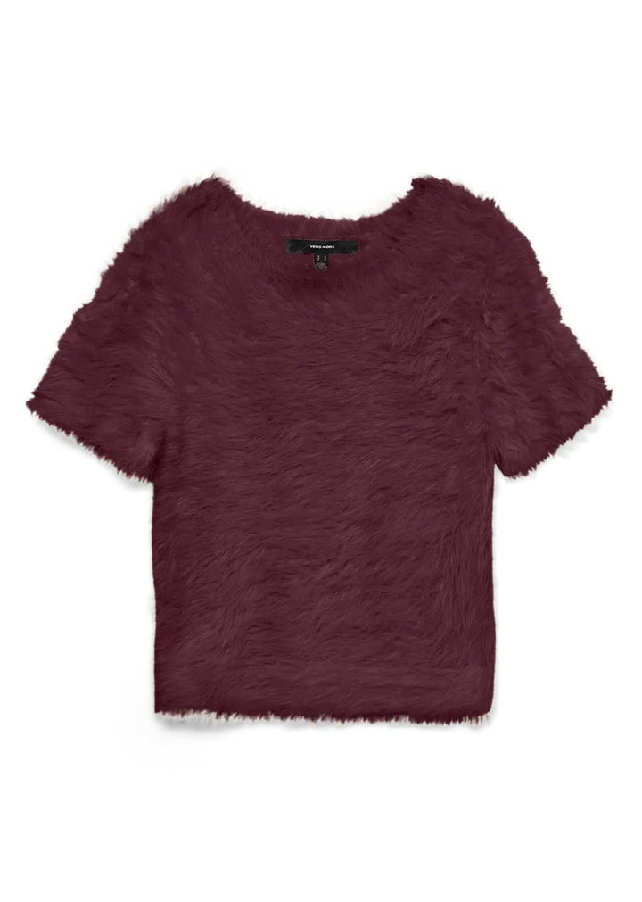Tilly Faux Fur Top Burgundy
