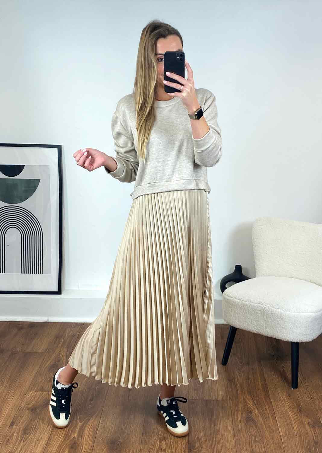 Pleated skirt sale jumper dress