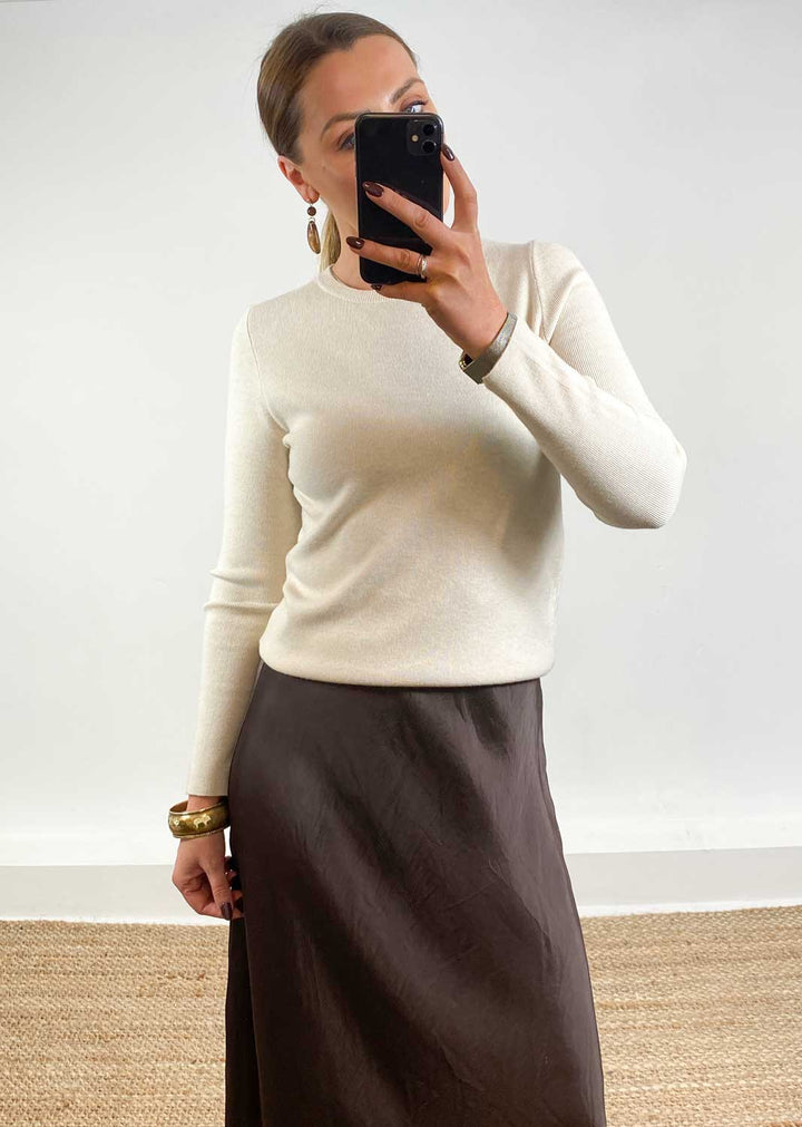 Sarah Basic Knit Top Cream