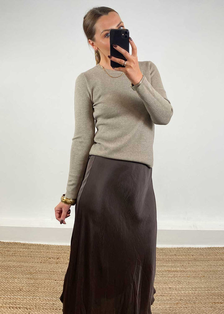 Sarah Basic Knit Top Taupe